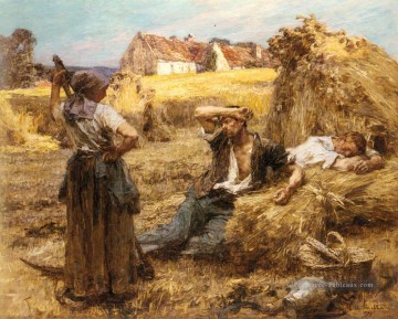 Le Reveil Du Faucheur scènes rurales paysan Léon Augustin Lhermitte Peinture à l'huile